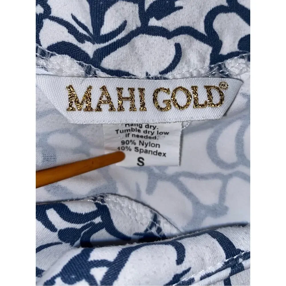 $168 Mahi Gold MAHI Dress in Navy / White Ruth’s Hydrangeas Floral Small EUC